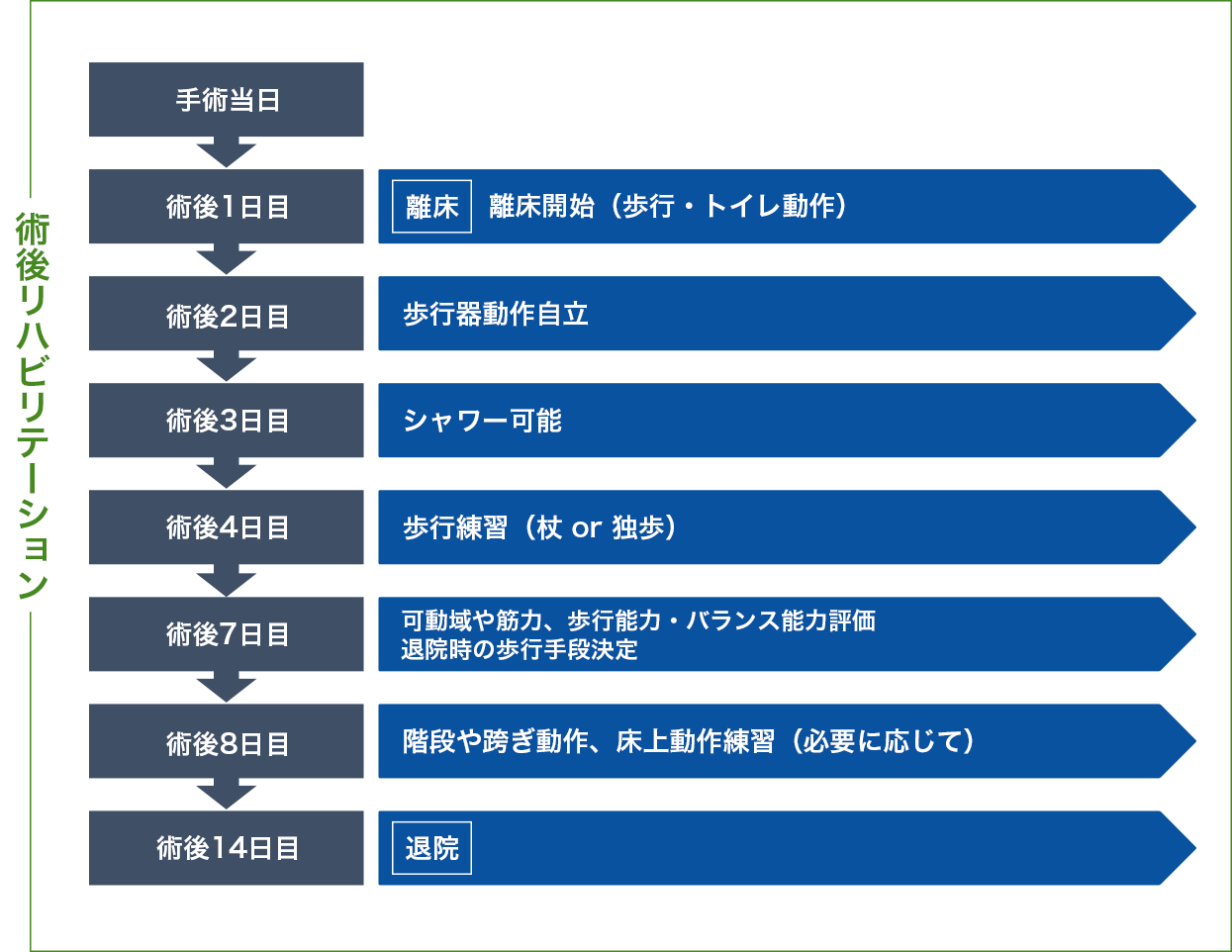 術後におけるリハビリテーションの経過