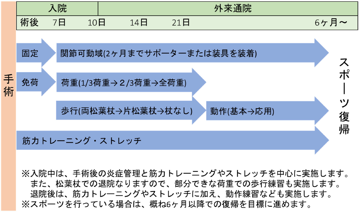 図3 手術後のリハビリテーションの流れ